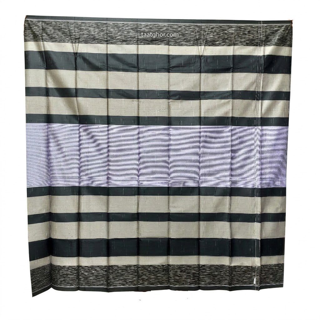 Crown Lungi (Luxury Black/Grey Striped with Purple Band) - 100% Cotton 5.5 Hat | ক্রাউন লুঙ্গি - Image 2