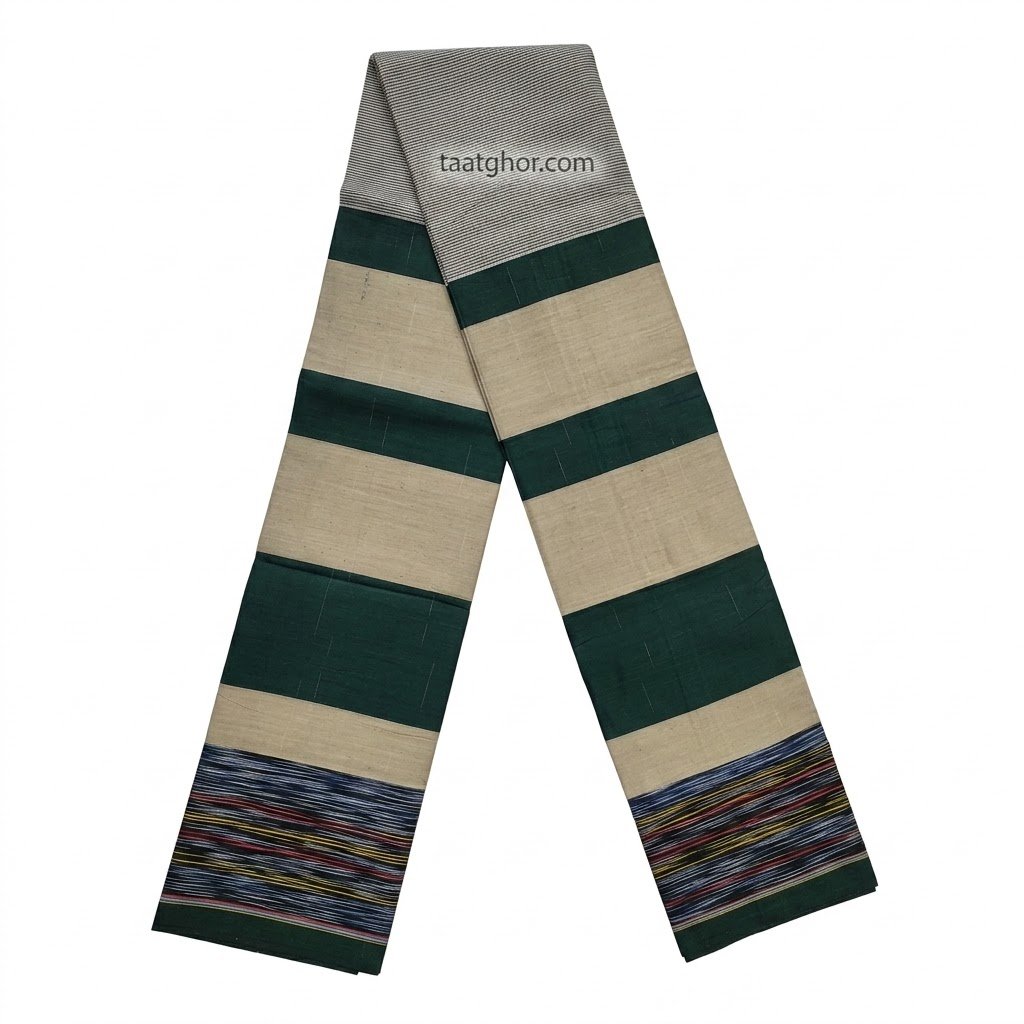 Crown Lungi (Luxury Black/Green/Purple Striped) - 100% Cotton 5.5 Hat | ক্রাউন লুঙ্গি - Image 3