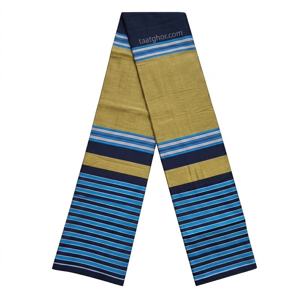 Crown Lungi (Luxury Olive/Navy Striped) - 100% Cotton 5.5 Hat | ক্রাউন লুঙ্গি - Image 3
