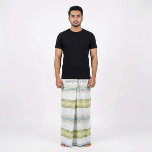 crown-lungi-luxury-black-pink-yellow-geometric-border-100-cotton-tgl023