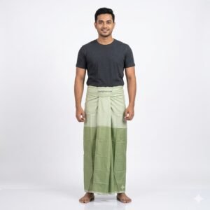 A folded light green 100% pure Cotton Lungi from Pabna Chachkia, perfect for Lungi men looking for the best lungi price in bd at our online lungi shop.