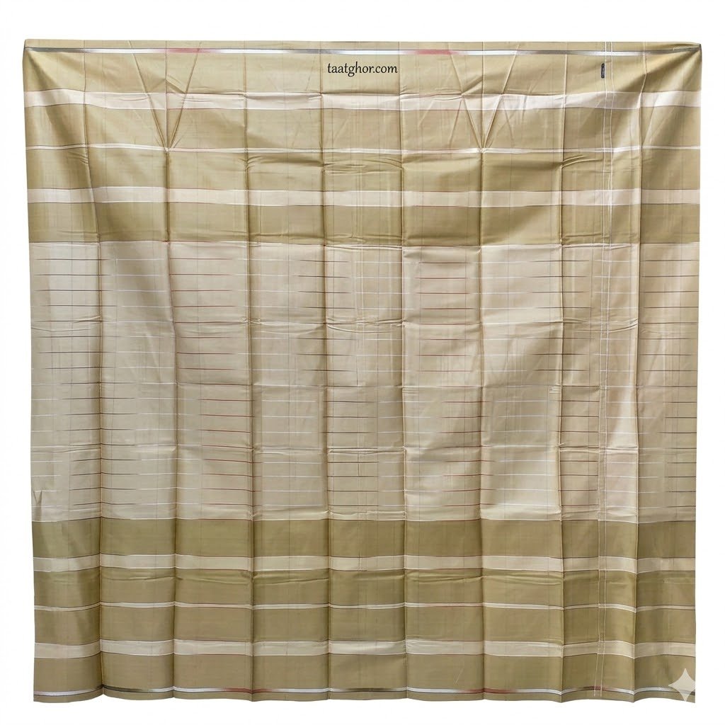 Premium Golden Khaki Pure Cotton Lungi (5.5 Hat) - পাবনার ঐতিহ্যবাহী চাচকিয়ার লুঙ্গি - Image 3