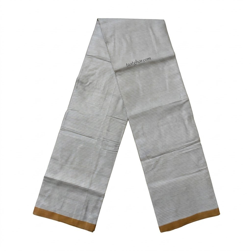 Premium White Striped Pure Cotton Lungi (5.5 Hat) - পাবনার ঐতিহ্যবাহী চাচকিয়ার লুঙ্গি - Image 2