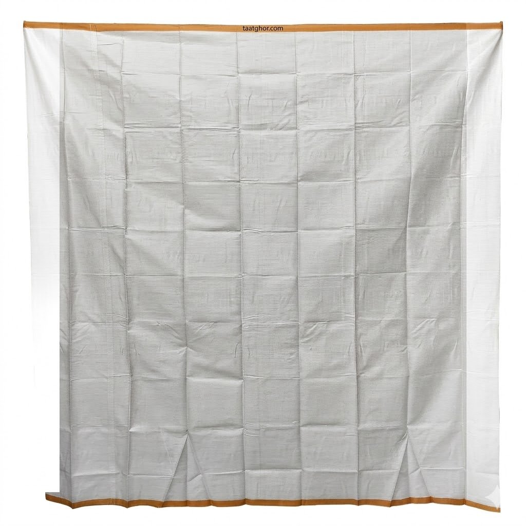 Premium White Striped Pure Cotton Lungi (5.5 Hat) - পাবনার ঐতিহ্যবাহী চাচকিয়ার লুঙ্গি - Image 3