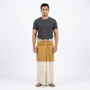 blue and grey striped 100% pure Cotton Lungi from Pabna Chachkia, perfect for Lungi men looking for the best lungi price in bd at our online lungi shop.