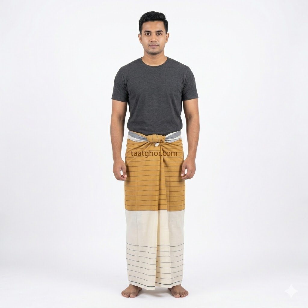 blue and grey striped 100% pure Cotton Lungi from Pabna Chachkia, perfect for Lungi men looking for the best lungi price in bd at our online lungi shop.