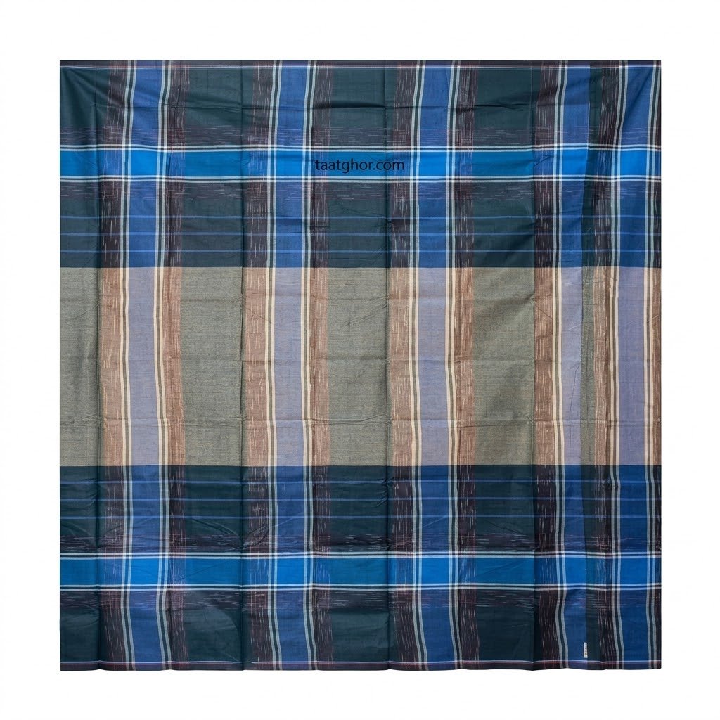 Crown Economy Lungi (Black with Checkered Border) - 100% Cotton 5.5 Hat | ক্রাউন লুঙ্গি - Image 2