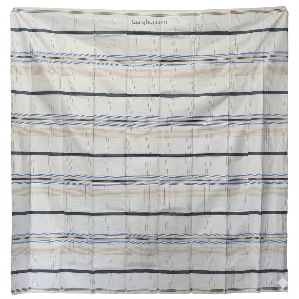 Crown Lungi (Gold Star White/Blue/Tan Striped) - 100% Cotton 5.5 Hat | ক্রাউন লুঙ্গি - Image 2