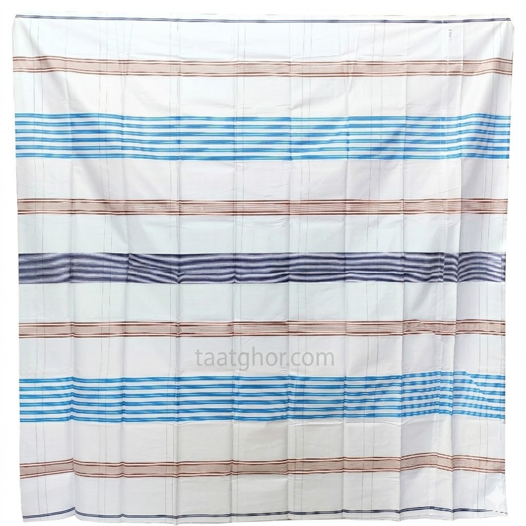 Crown Premium Lungi (Blue/Grey Checkered with Red Border) - 100% Cotton 5.5 Hat | ক্রাউন লুঙ্গি - Image 2