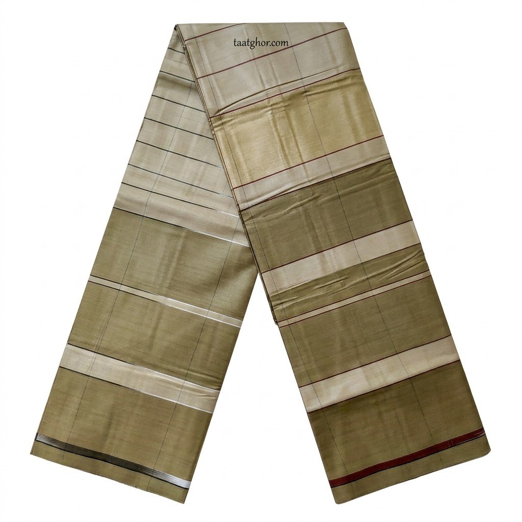 Premium Golden Khaki Pure Cotton Lungi. পাবনার ঐতিহ্যবাহী ৫.৫ হাত চাচকিয়ার সুতি লুঙ্গি।