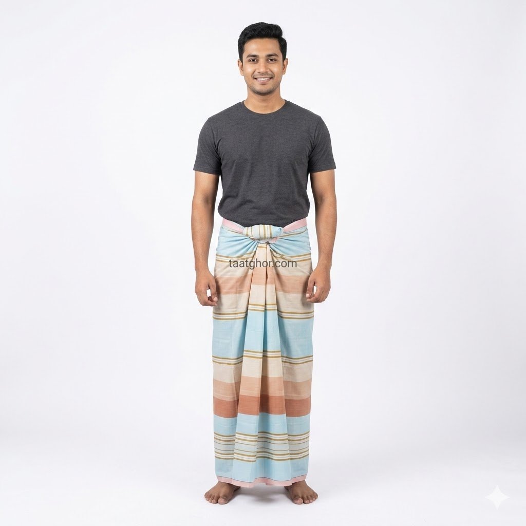 Premium Striped Pure Cotton Lungi. পাবনার ঐতিহ্যবাহী ৫.৫ হাত চাচকিয়ার সুতি লুঙ্গি।