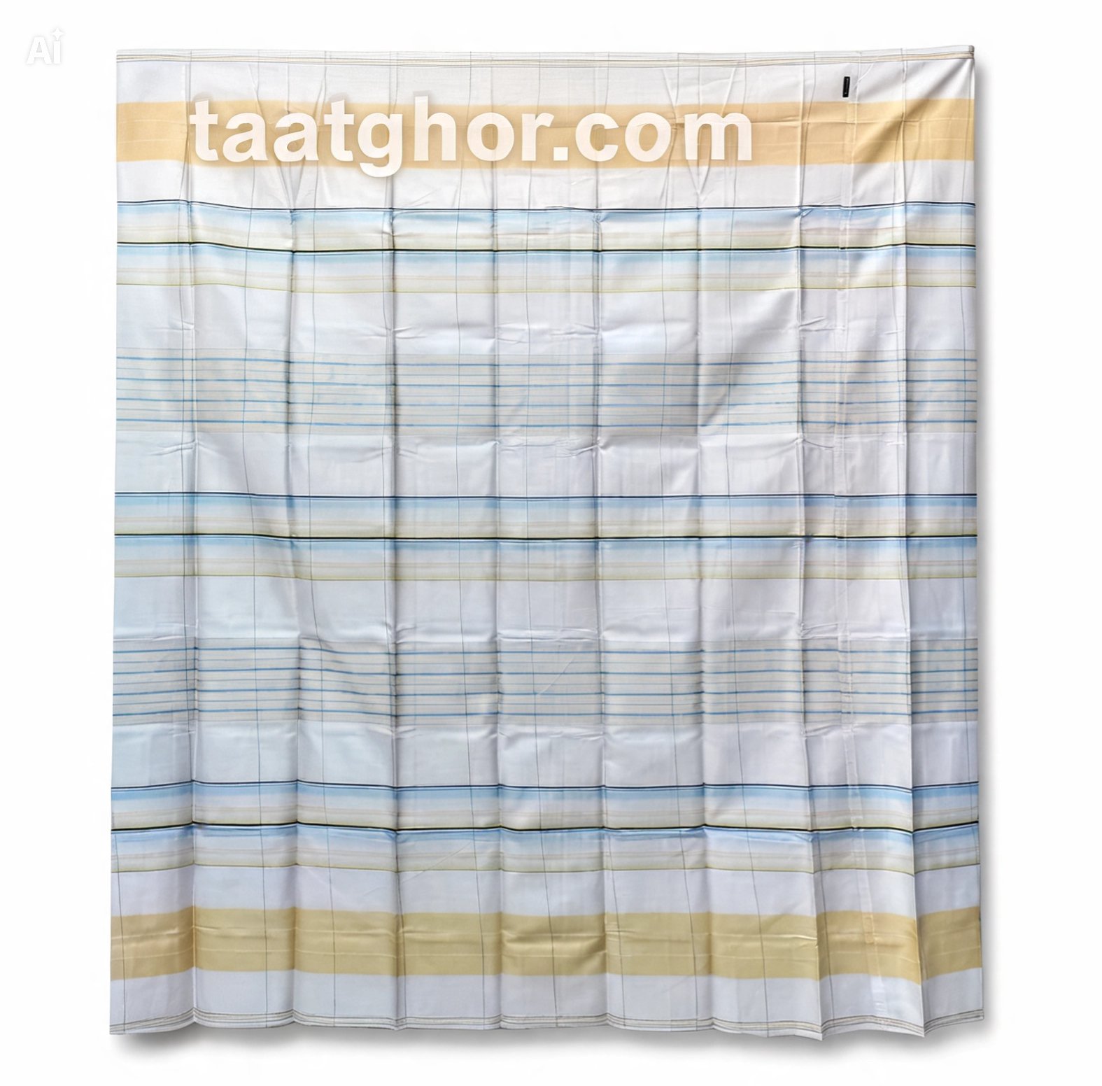Premium White & Blue Striped Pure Cotton Lungi (5.5 Hat) - পাবনার ঐতিহ্যবাহী চাচকিয়ার লুঙ্গি - Image 3