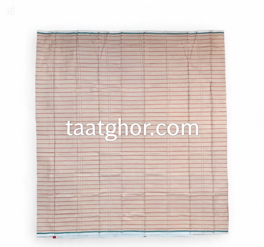 Classic Off-White & Red Striped Cotton Lungi for Men - 5 Hat | সেরা সুতি লুঙ্গি - Image 2