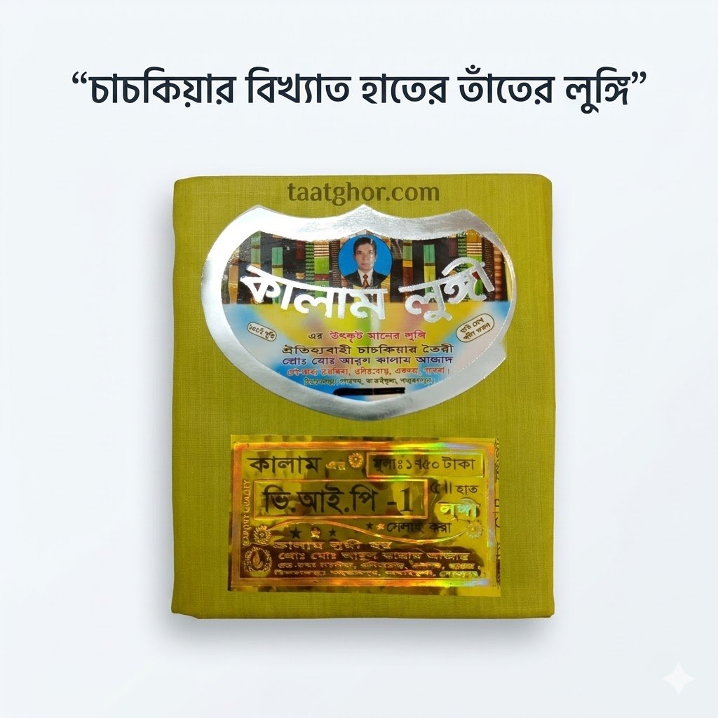 Lungi 100% Pure Cotton: Premium Olive Green Solid (5.5 Hat) - পাবনার ঐতিহ্যবাহী চাচকিয়ার লুঙ্গি - Image 2