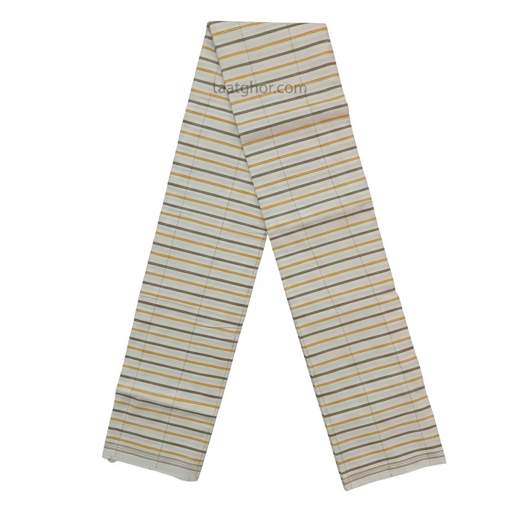 Premium White Striped Pure Cotton Lungi. পাবনার ঐতিহ্যবাহী ৫.৫ হাত চাচকিয়ার সুতি লুঙ্গি।